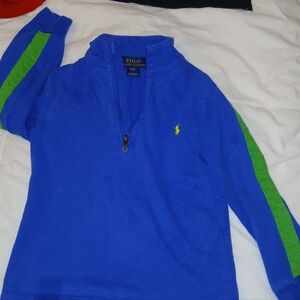 Polo by Ralph Lauren Kids Blue Sweater with Green Stripes